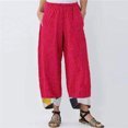 thumbnail image 2 of Gibobby pantalones de yoga Pantalones de pierna ancha casuales de cintura elástica irregular con estampado suelto de lino y algodón para mujer (Rojo, XXXXXL), 2 of 3