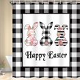 thumbnail image 2 of pipaio Happy Easter Shower Curtain, Cute Bunny Rabbit with Spring Flower Shower Curtains for Bathroom, Buffalo Check Plaid Farmhouse Bathroom Curtains, 70 x 70 Inches, 2 of 6