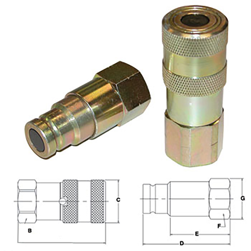 FF2514FPS New 1/4" Inch Flat Face Hydraulic Coupler Socket and Plug