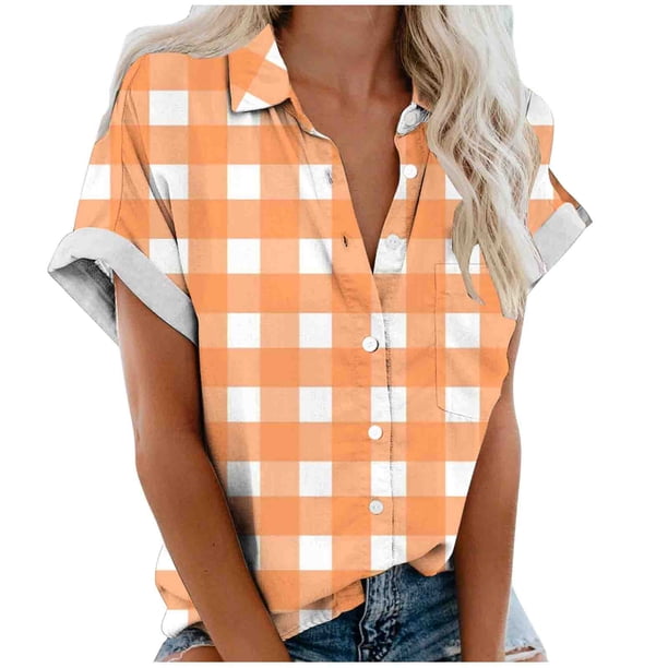 Mujeres Pantalones Cortos Impresos Manga Corta con Cuello en V Blusa Superior, Casual Y Elegante Corto para las Mujeres Verano Casual