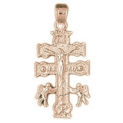 14K Rose Gold Crucifix Pendant - 33 mm