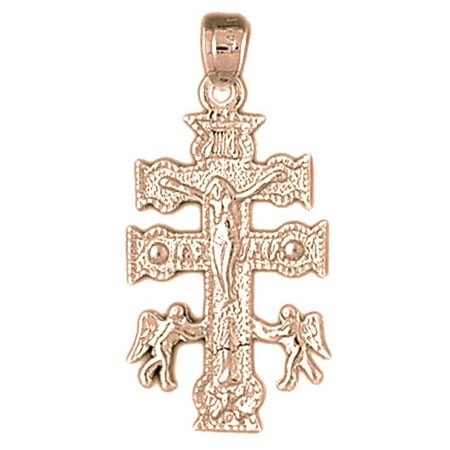 14K Rose Gold Crucifix Pendant - 33 mm