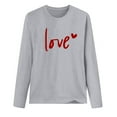thumbnail image 5 of BLTIBY Valentine Shirts for Women Love Heart Sweater Fashion Casual Crewneck Long Sleeve Pullover Sweatshirts Blouse Valentines the Day Tops Gray 2 M, 5 of 5
