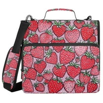 FORMRS Zipper Binder with Shoulder Strap 1.5-inch Ring 500 Sheet Capacity File Bag, Sweet Strawberry