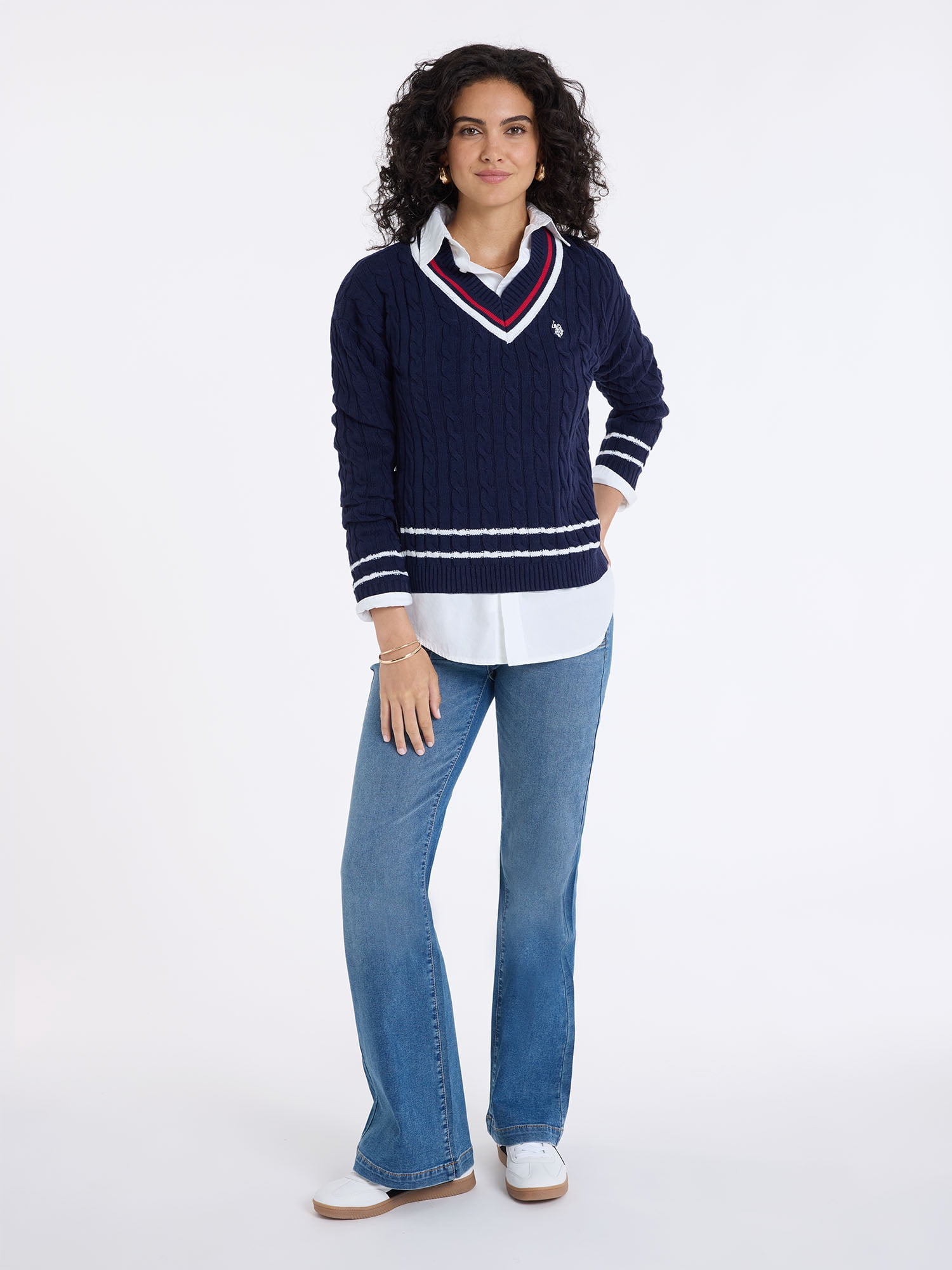 U.S. Polo Assn. Women's Patch Pocket Flare Knit Denim Jeans