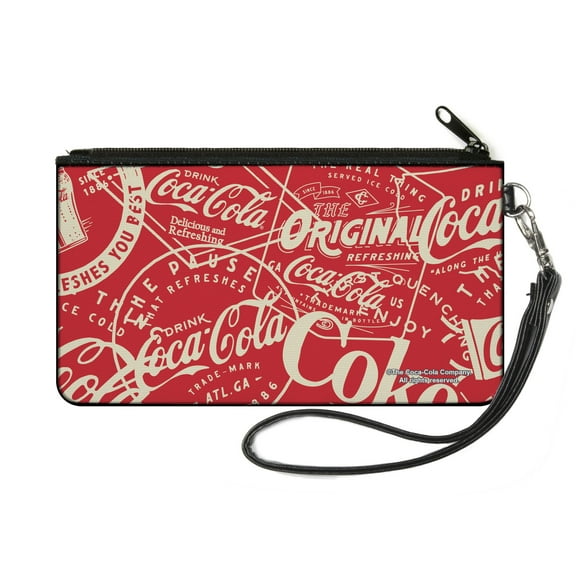 The Coca-Cola Company Wallet, Zip Pouch, Vintage Coca Cola Coke Icons and Ad Logos Red White, Canvas