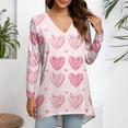 thumbnail image 5 of Resicozy Valentines Shirts for Women Funny Heart Graphic Shirt Pullover Casual V Neck Top Long Sleeve Tee Tops Beige XL, 5 of 5