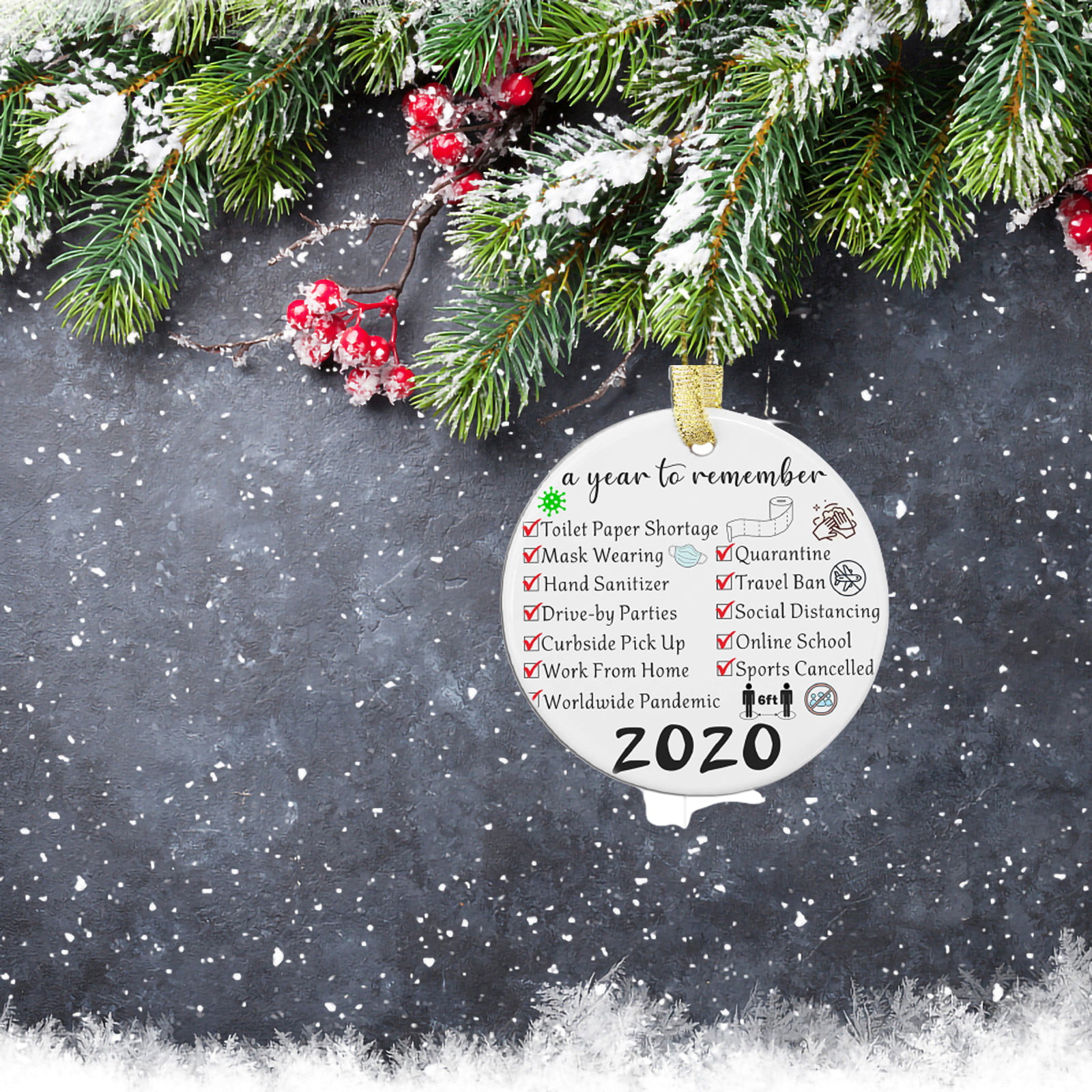 2020 Christmas Hanging Sign Acrylic Christmas Tree Pendant Ornament For Decor 