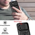 thumbnail image 6 of Owlwon Case Wallet for iPhone 11 Pro & 2 Screen Protectors, [ Sliding Camera Cover + Card Holder Slot + Magnetic Kickstand Ring] Heavy Duty Case Military Grade Cover (Black), 6 of 7