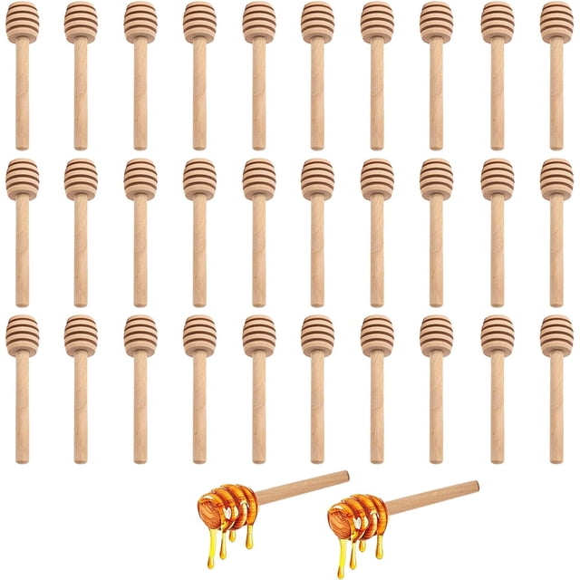 30 Piezas Mini Cucharas de Miel de Madera Palillo para Revolver Miel de 8 cm para Cocina y Comedor