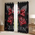 thumbnail image 2 of Homewish Red Leopard Print Ribbon Curtains Pack of 2 (42x84 Each) for Teen, King and Queen Curtains Blackout, Butterfly Damask Flower Bedroom Curtains, Living Room Curtains Decor, 2 of 6