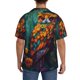 thumbnail image 3 of Balery Colorful Owl Forest Camisa Casual de Manga Corta con Botones para Hombre, Texturizada, Estilo Cubano, para Playa, Verano-XX-Large, 3 of 5