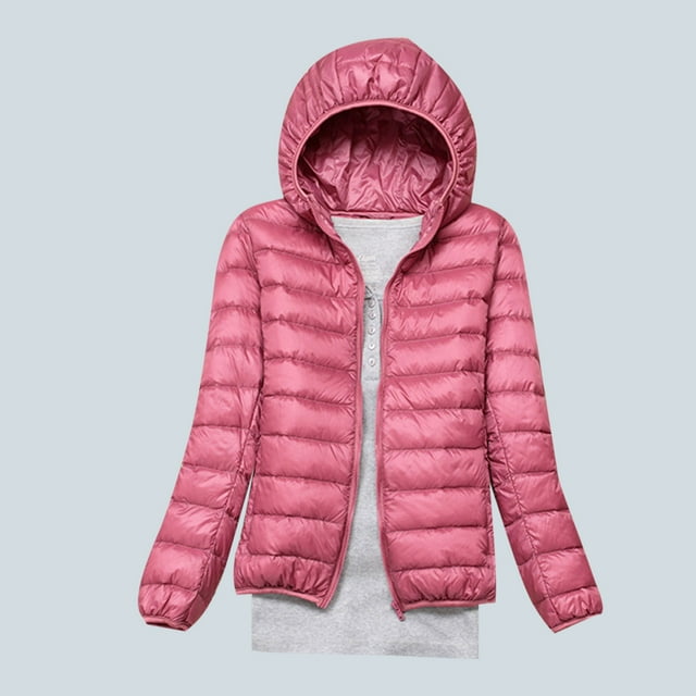 LSLJS Women's Down Jacket Lightweight Hooded Short Korean Style Extra Large Size Plus White Down Warm Jacket