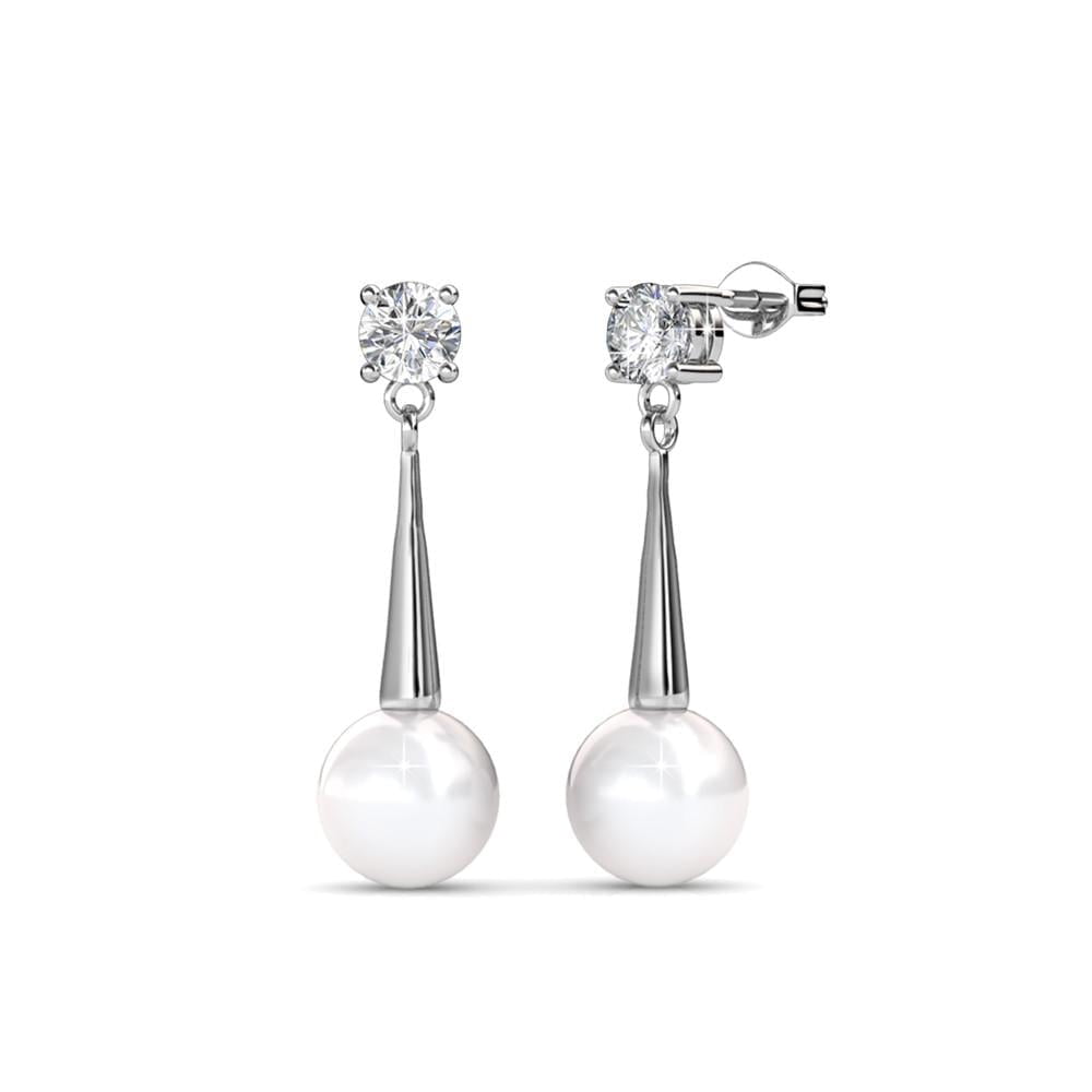 Cate & Chloe Tatum 18k White Gold Plated Jewelry Set with Pearl and Swarovski Crystals for Women