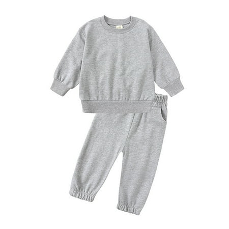 

JDEFEG Toddler Boy Outfit Toddler Kids Boys Girls Winter Long Sleeve Sports Solid Colour Tops Pants 2Pcs Outfits Clothes Set Baby Bows Outfits Cotton Blend Dark Gray 150