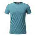 thumbnail image 4 of Ceisia Men's Athletic Textured T-shirt Short Sleeve Round Neck Quick Dry Slim Fit Outdoor Climbing Running Casual Tee Tops Slim Fit Blue XXL Gifts, 4 of 7