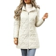 thumbnail image 5 of vdgthytj Winter Coats for Women Long Sleeve Full Zip Stand Collar Diamond Quilted Mid Length Puffer Jacket Winter Lightweight Casual Outerwear(X-Large,White), 5 of 9