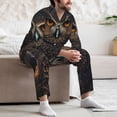 thumbnail image 7 of Daiia Classical Style Brown Owl for Men's Long-Sleeved Pajama Set – Soft & Comfortable Sleepwear Button-Up Pajamas Cozy Lounge Wear-Large, 7 of 7