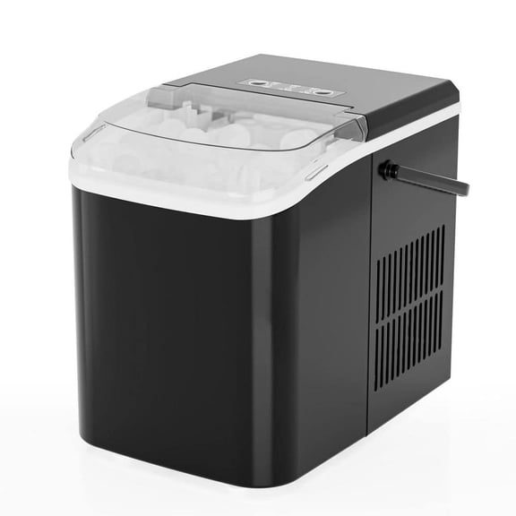 Carlos 8.86 in. 26.5 lb. Bullet Countertop Portable Ice Maker in Black with Self-Cleaning