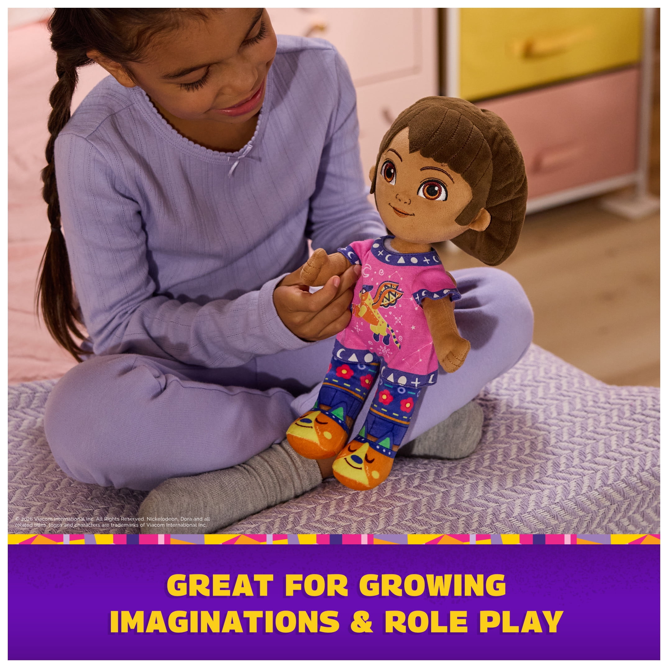 Dora the Explorer, Official Bedtime Dora Glow-in-the-Dark Plush Doll for Ages 3 and up