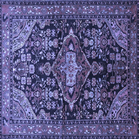 Ahgly Company Machine Washable Indoor Square Persian Blue Traditional Area Rugs, 6' Square