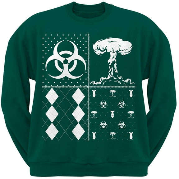 Biohazard Festive Blocks Ugly Christmas Sweater Dark Green Adult Sweatshirt - Medium