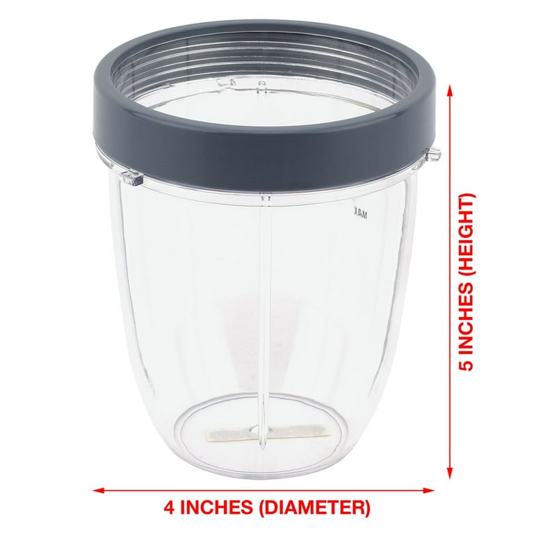 Nutribullet Replacement Parts 24 oz Tall Cup with Handled Lip Ring + Extractor Blade for Nutribullet Lean NB-203 1200W Blender