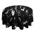 thumbnail image 4 of Black Halloween Witchy Symbols Round Tablecloth 60"x60",Wrinkle Wipeable Table Cloth for Kitchen Dining Room Picnic Patio Party, 4 of 6