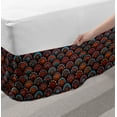 thumbnail image 2 of Moroccan Bed Skirt, Circles Pattern Mandala Inspired Floral Arrangements Geometric Rectangles, Elastic Bedskirt Dust Ruffle Wrap Around for Bedding Decor, 4 Sizes, Aqua Orange Ruby, by Ambesonne, 2 of 2