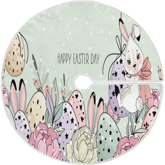 FMSHPON Easter Xmas Christmas Tree Skirt Stand Mat for Holiday Party Decoration Indoor Outdoor 36 inches