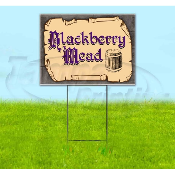 Medieval Fair Blackberry Mead Purple Scroll (18" x 24") Yard Sign, Includes Metal Step Stake