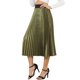 thumbnail image 4 of Falda de mujer Allegra K con cintura elástica, falda midi plisada metálica en línea A, verde militar, talla L, 4 of 6