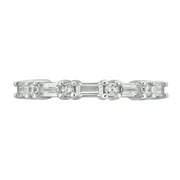 Arista 1 1/5 Carat T.W. Round & Baguette White Cubic Zirconia Women's Wedding Ring in Sterling Silver