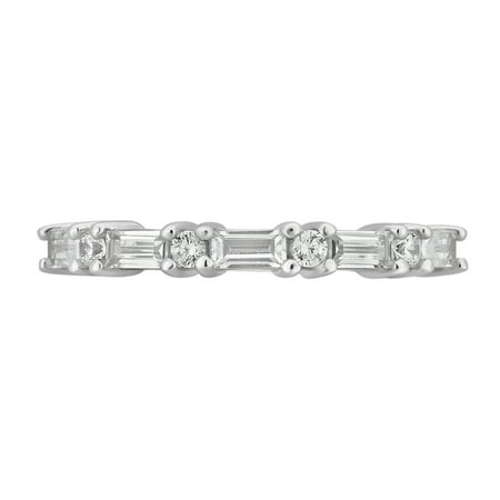 Arista 1 1/5 Carat T.W. Round & Baguette White Cubic Zirconia Women's Wedding Ring in Sterling Silver