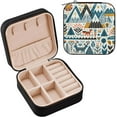 thumbnail image 2 of Coolnut Christmas Geometric Jewelry Box for Women Girls PU Leather Jewelry Organizer Portable Travel Jewelry Case for Small Ring Earring Necklace Women Gifts, 2 of 7
