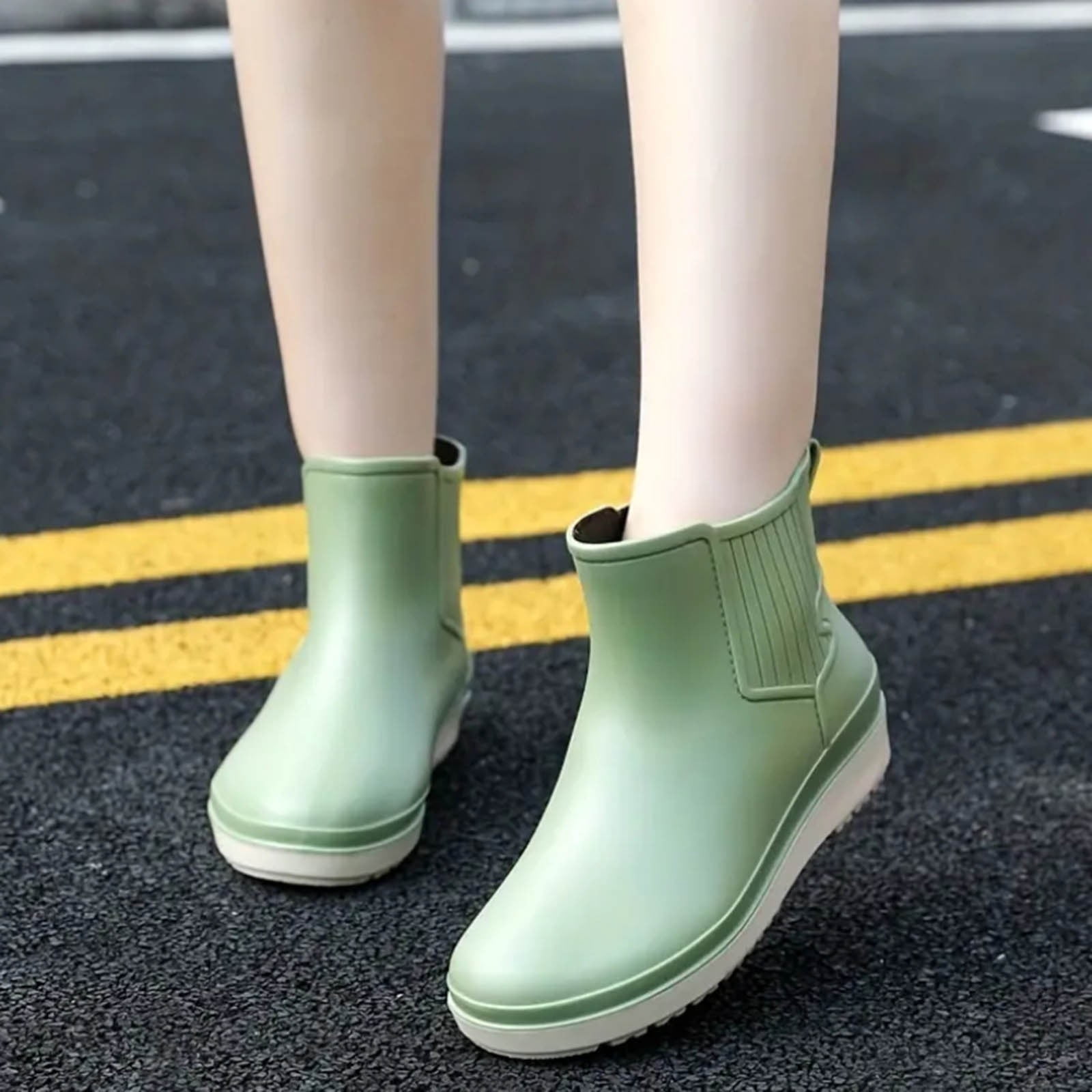 Juosiy Women's Ankle Rain Boots Walking Fishing Rubber Water-proof Outdoor Non Slip Work Shoes
