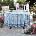 thumbnail image 5 of Ridhi Cerulean Blue Cotton Tablecloth, Handblock Print Floral Round Table Cloth for Kitchen Dining Linen, Thanksgiving, Christmas, Wedding, Fall Décor 12 Seater 132 inches Round, 5 of 8