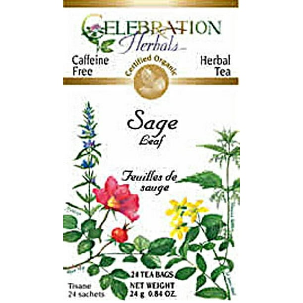 Celebration Herbals Organic Sage Leaf Caffeine Free 24 Herbal Tea Bags
