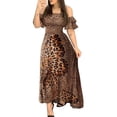 thumbnail image 2 of Mialoley Women Long Flared Dress Off Shoulder Leopard Printed Butterfly Dress, 2 of 3