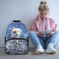 thumbnail image 2 of Aplkyhs Moon Wolf School Backpack for Age 6-18 Large Capacity Ergonomic Padded Adjustable Straps School Bag for Boys Girls K-12 Students Back to School Gift Daily Use, 2 of 7