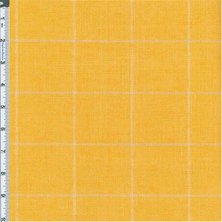 Golden Yellow Windowpane Plaid Home Decor Linen Fabric Sold
