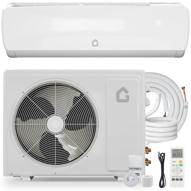 9000 BTU Mini Split Air Conditioner Heat Pump System,19 SEER2 115 v Inverter Ductless AC Cools Up to 450 Sq, Remote Control & Installation Kit, Energy Efficient for Bedroom, White