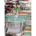 thumbnail image 5 of Outdoor Tablecloths with Umbrella Hole & Zipper, Farmhouse Teal Blue Brown Round Tablecloth 54 Inch, Vintage Wooden Striped Waterproof Table Cloth, Patio/Pool/Picnic Table Covers, 5 of 8