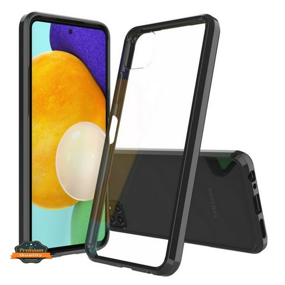 For Samsung Galaxy A22 5G Crystal Clear Back Panel   TPU Bumper Hybrid Thin Slim Hard Shockproof Defender Anti-Drop Crystal Phone Case Cover by Xpression [Black]