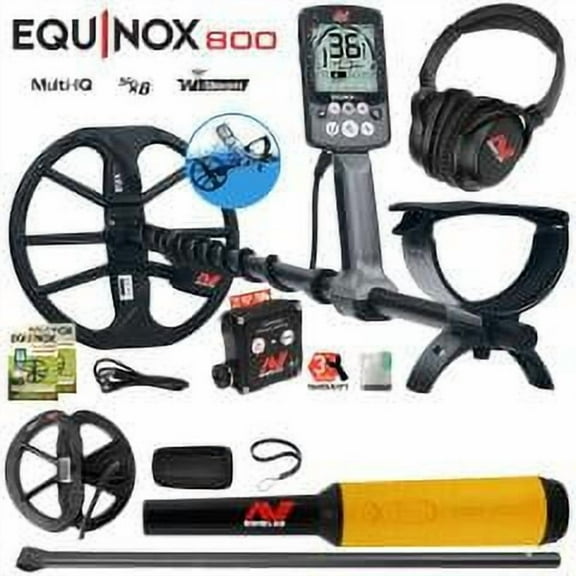 Minelab Equinox 800 Metal Detector with 6" Coil, Lower Shaft, and Pro-Find 35