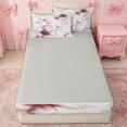 thumbnail image 4 of Erosebridal Watercolor Magnolia Zipper Twin Comforter Sets with Fitted Sheet and 2 Pillowcases for Girls, Red Botanical Floral Zipper Bedding Set, Gray Reversible, 4 Pieces, 4 of 7