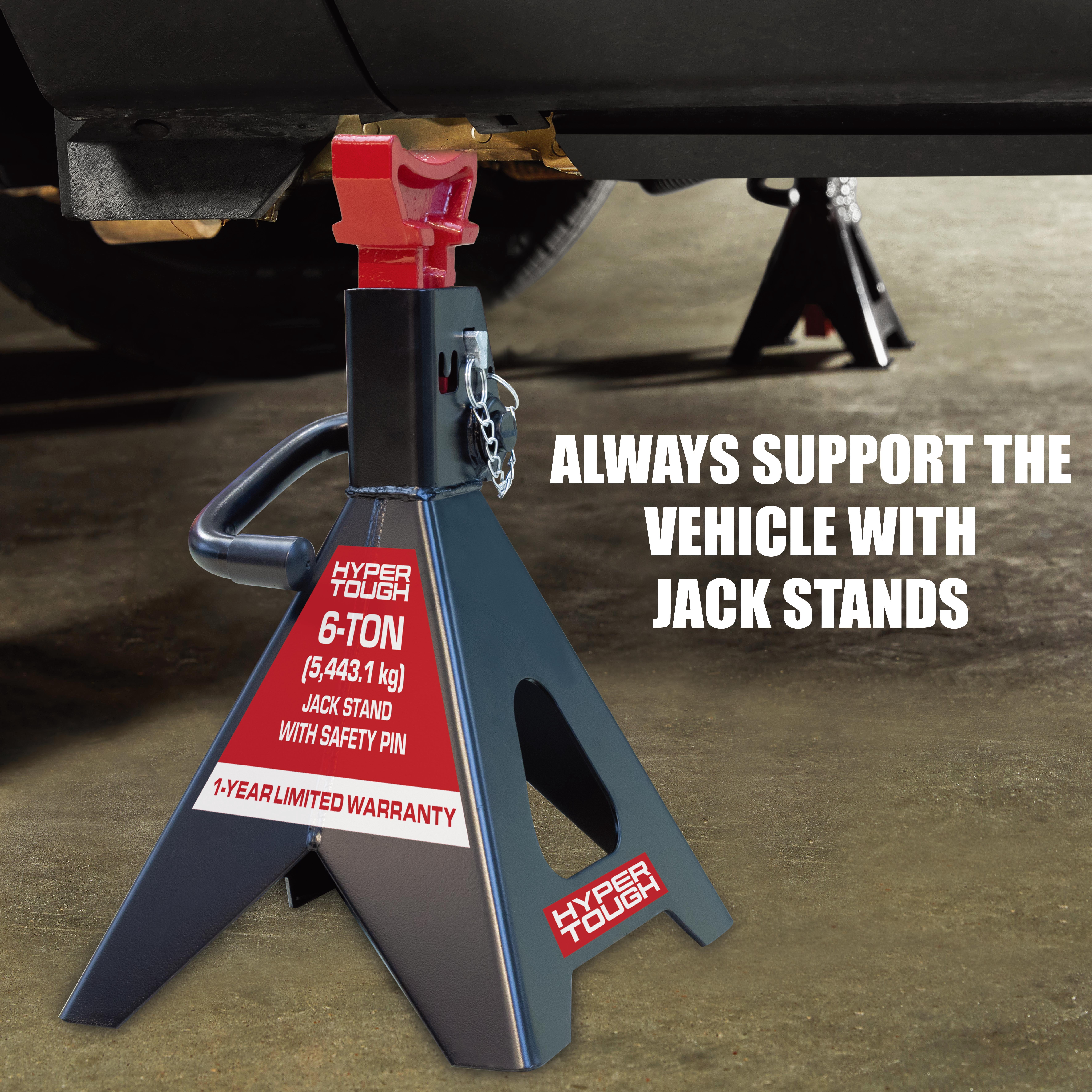 Hyper Tough T46002CW Heavy Duty Steel 6 Ton Jack Stands with Locking Pin
