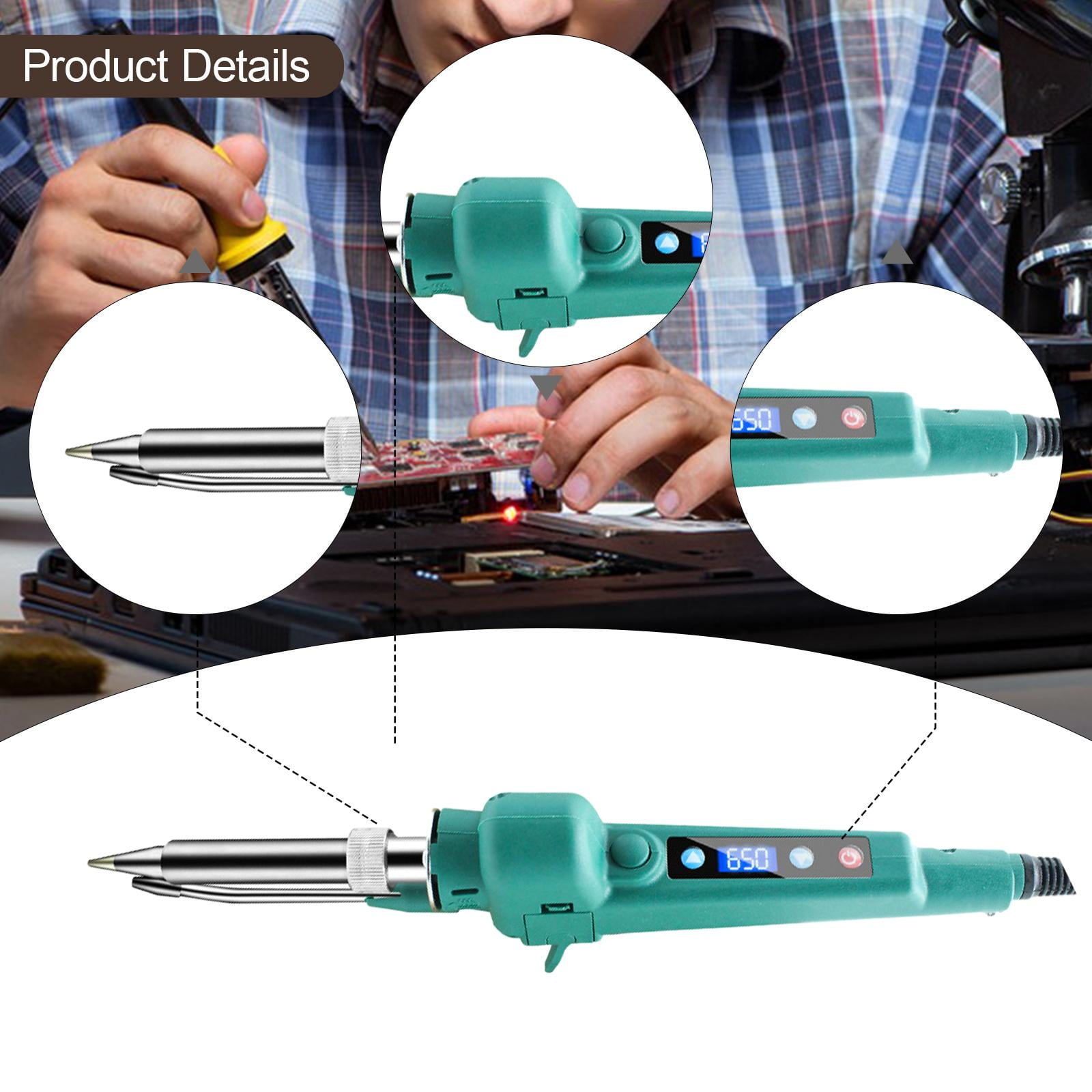 Miulika Portable Soldering Iron Efficient Heating Digital Display Welding Repair Tool Automatic Solder Feed Comfortable Grip Suitable for Electronics Repairin