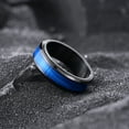 thumbnail image 5 of King Will Mens Stainless Steel Fidget Ring Anxiety Spinner Gear Ring Black Plated Blue Galaxy Sand Inlay Polished Beveled Edge Wedding Bands Comfort Fit, Size 7, 5 of 7