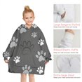 thumbnail image 6 of Grey Dog Paw Footprint Blanket Hoodies for Kids 6-13YR Oversize Wearable Blanket Hoodies for Boys Girls Teens, 6 of 7